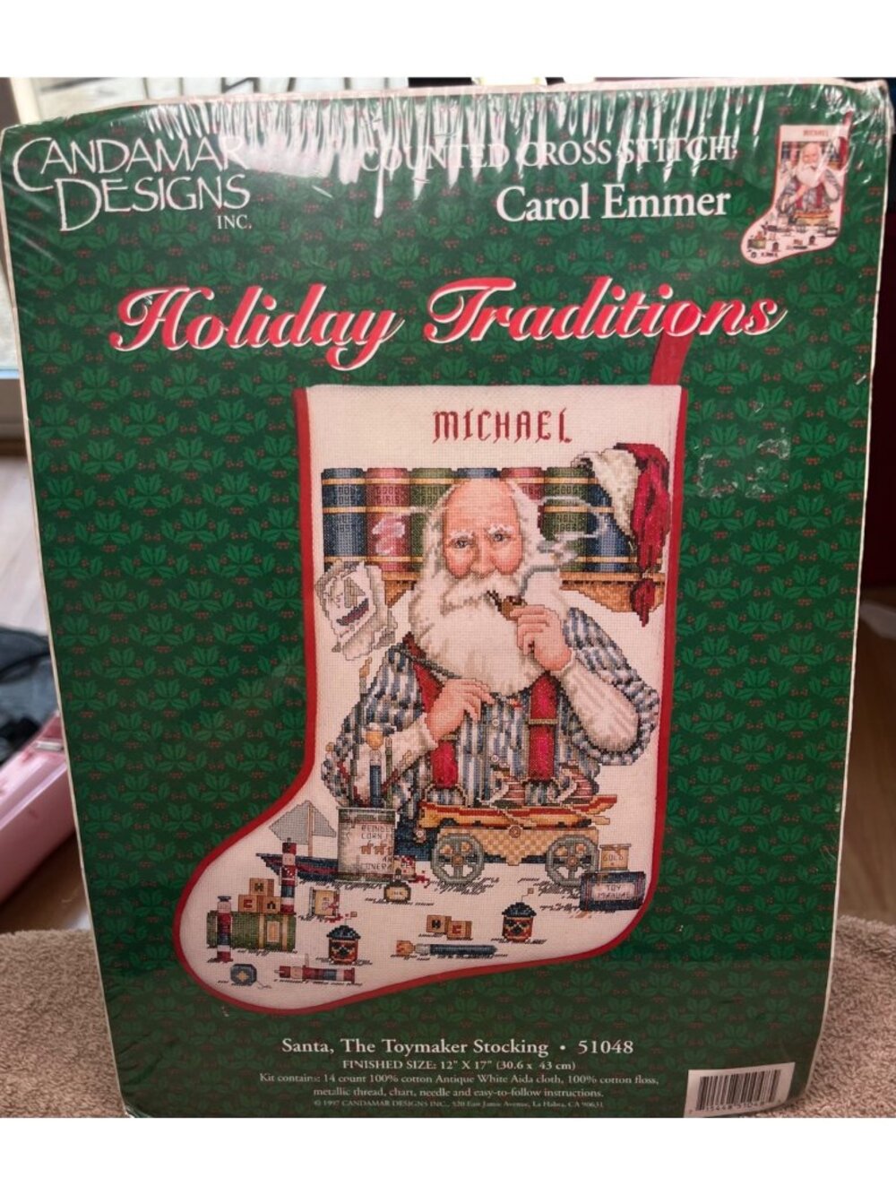 NOS Holiday Traditions Santa The Toymaker Cross Stitch Kit By Candamar Designs